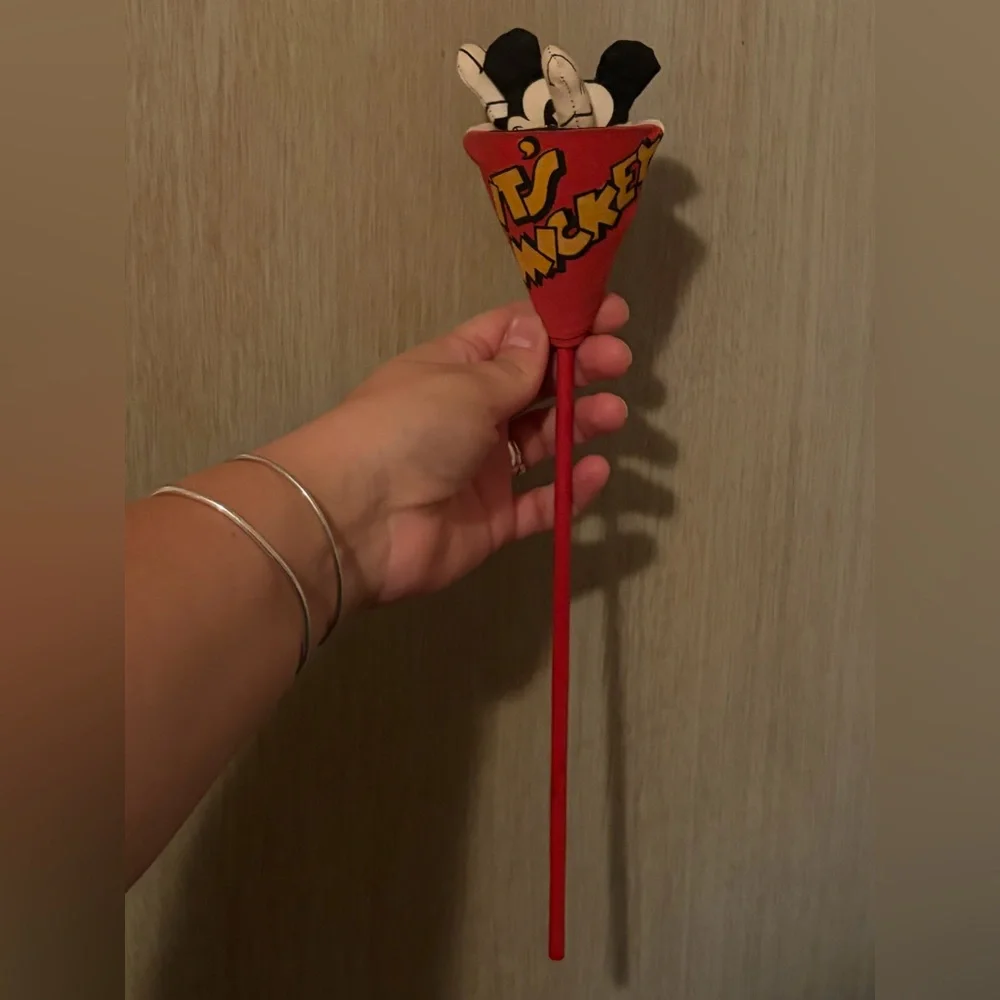Vintage Walt Disney Mickey Mouse Push Up Puppet Collapsible Toy, Anne W. England